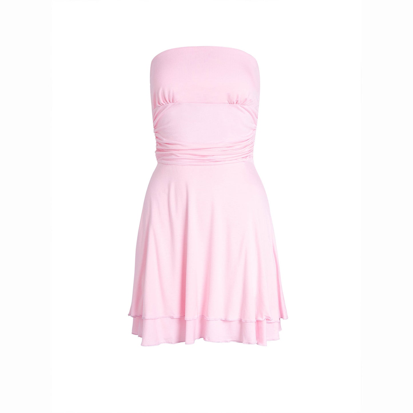 Y2K Tube-Top Pleated Mini Dress