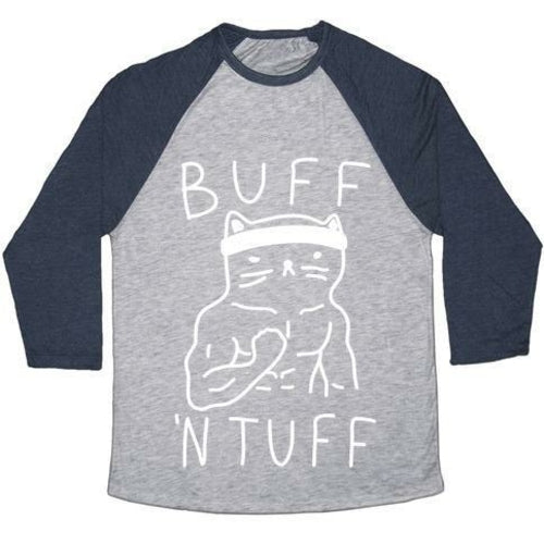 BUFF 'N TUFF CAT UNISEX TRI-BLEND BASEBALL TEE