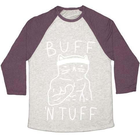 BUFF 'N TUFF CAT UNISEX TRI-BLEND BASEBALL TEE