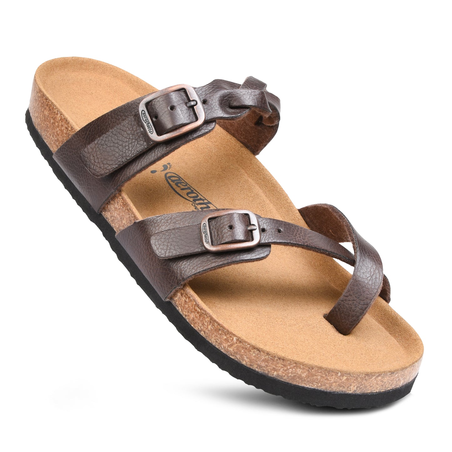 Cork Footbed Strappy Slide Sandals