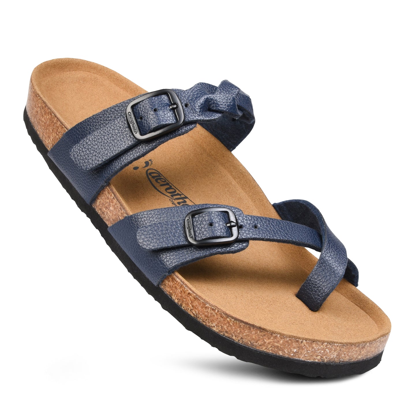 Cork Footbed Strappy Slide Sandals