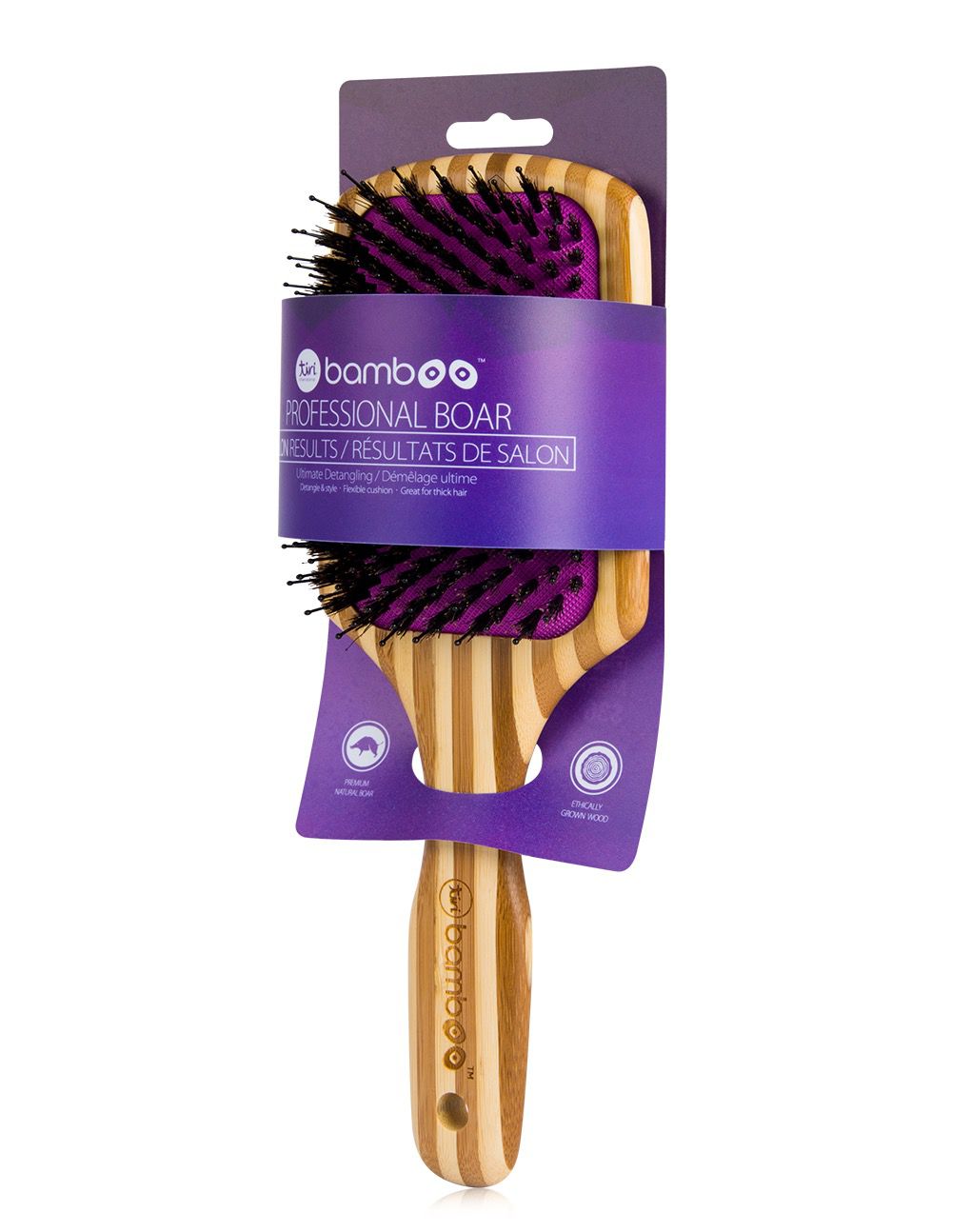 TiriPro Detangling Bamboo XL Paddle Brush with Boar Bristles