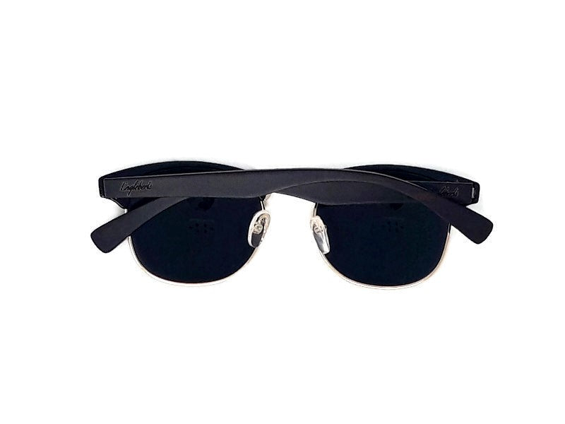 Midnight Black Bamboo Club Sunglasses with Case