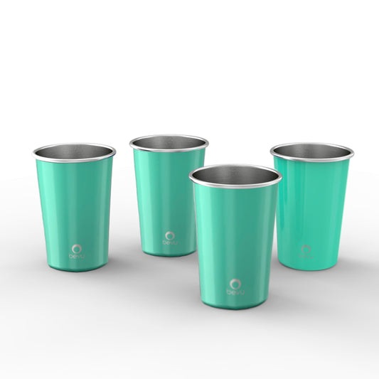 Bevu® FIESTA Steel Cups (4) Mint 470ml / 16oz.