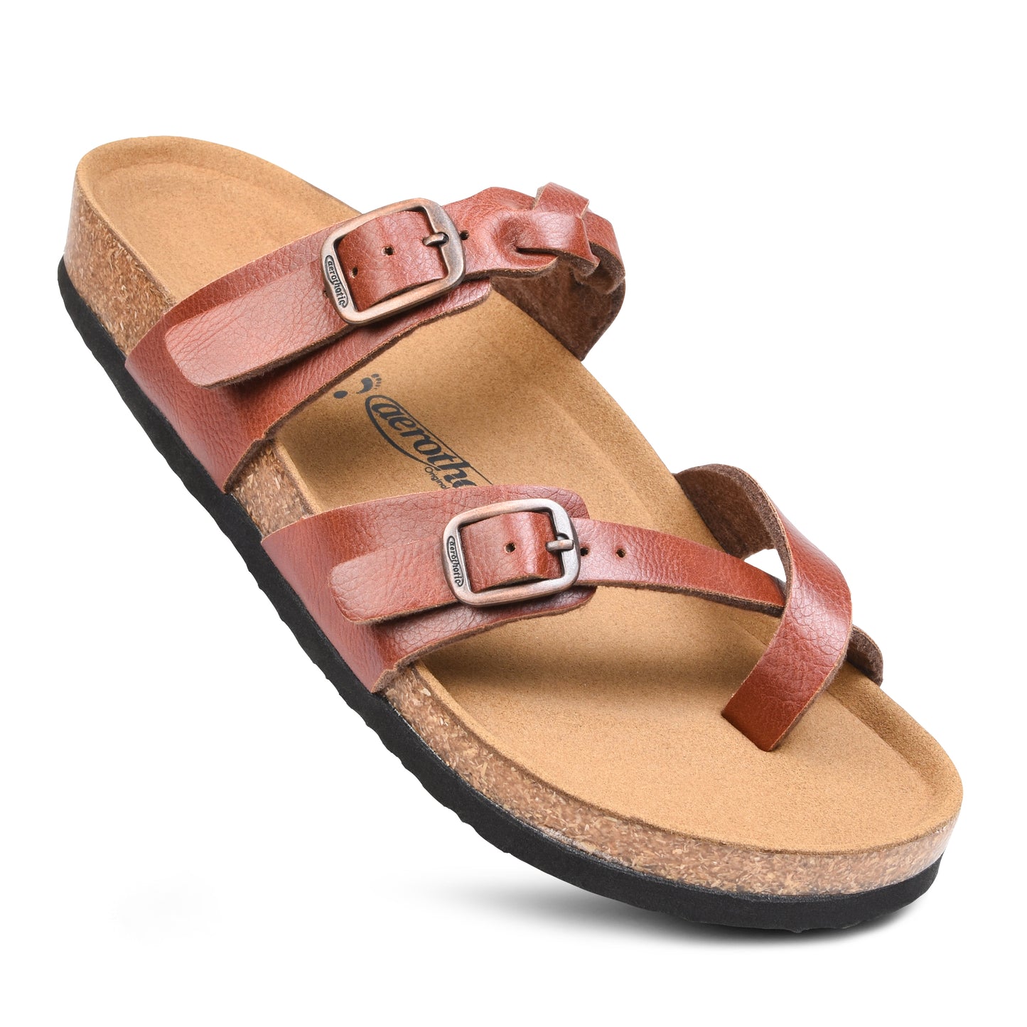 Cork Footbed Strappy Slide Sandals